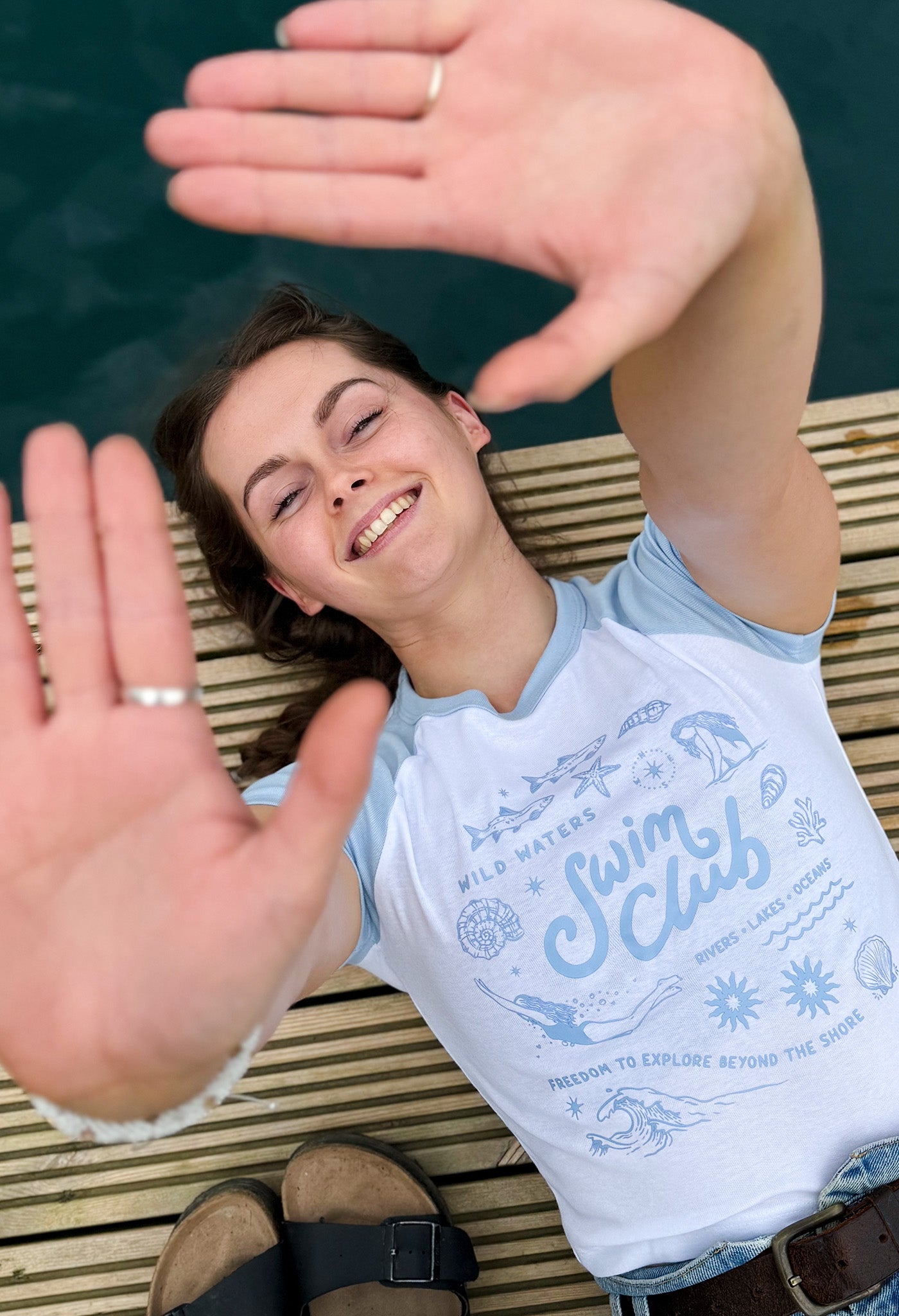 Swim Club Printed Micro Rib Raglan Baby Tee