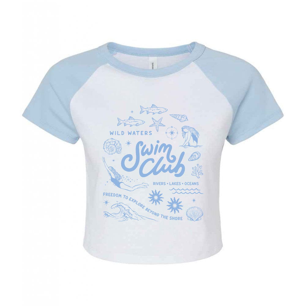 Swim Club Printed Micro Rib Raglan Baby Tee