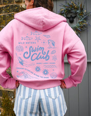 Swim Club Printed Boxy Organic Cotton Zip Hoodie