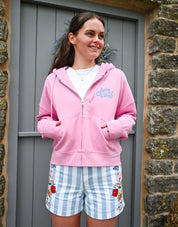 Swim Club Printed Boxy Organic Cotton Zip Hoodie