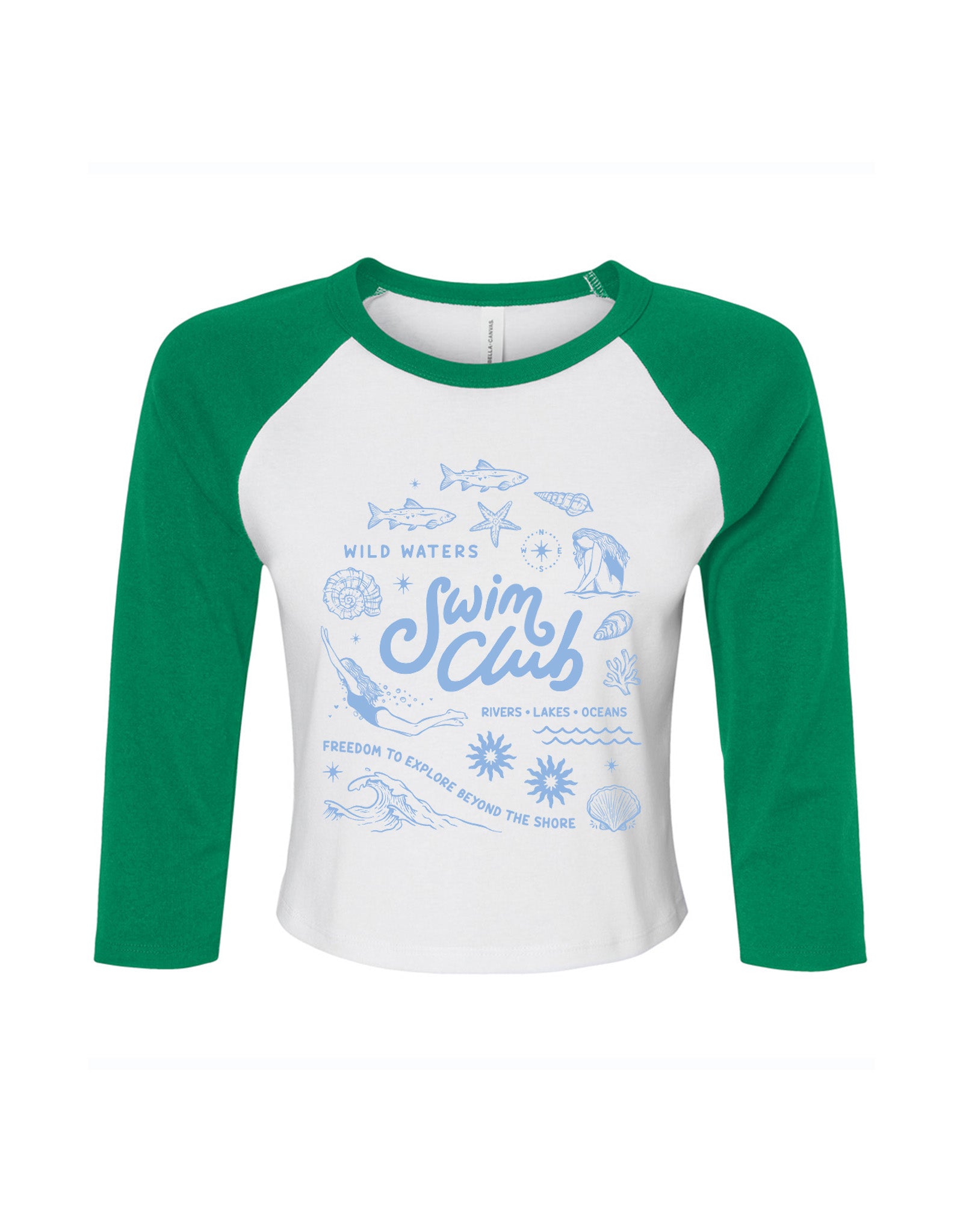 Swim Club Printed Micro Rib 3/4 Sleeve Tee