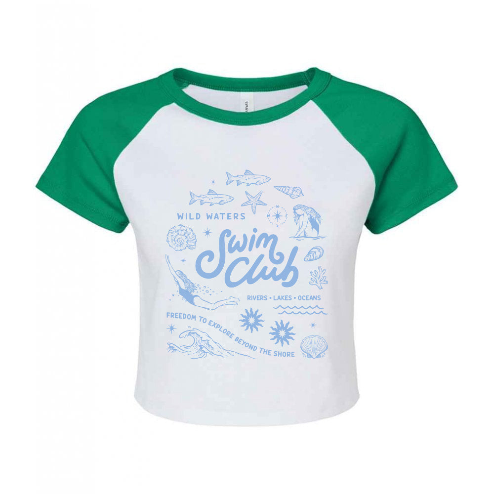 Swim Club Printed Micro Rib Raglan Baby Tee