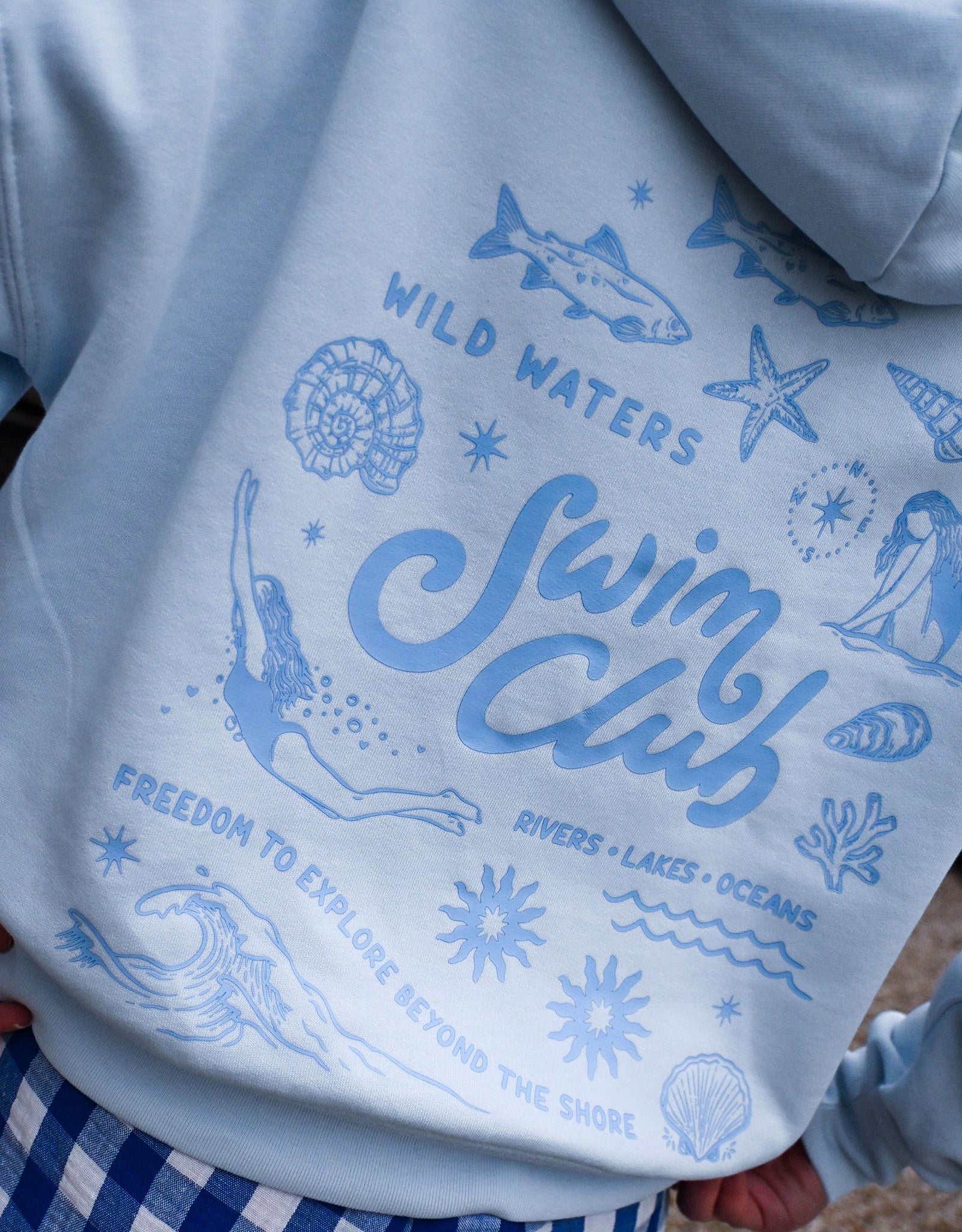 Swim Club Printed Boxy Organic Cotton Zip Hoodie