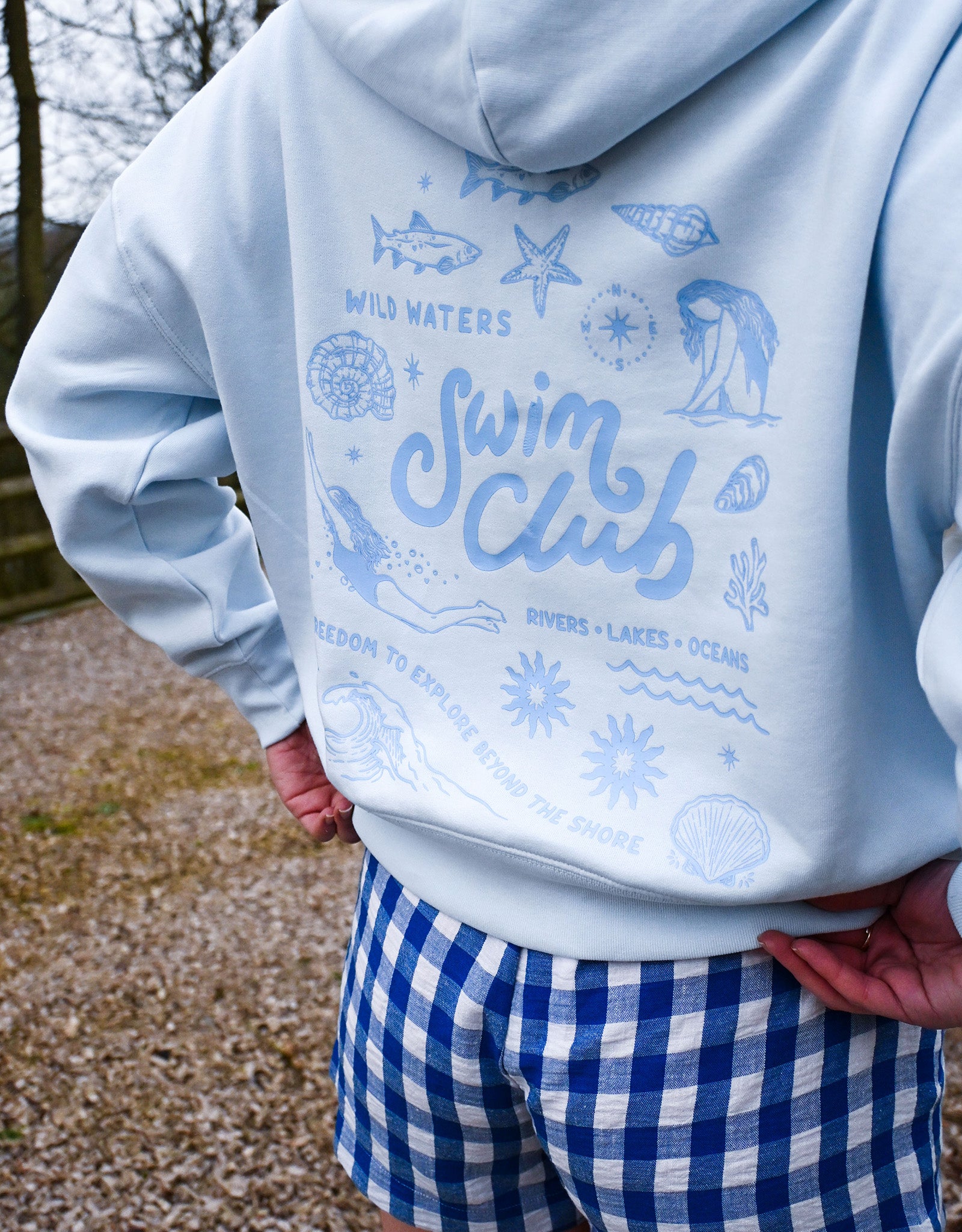 Swim Club Printed Boxy Organic Cotton Zip Hoodie