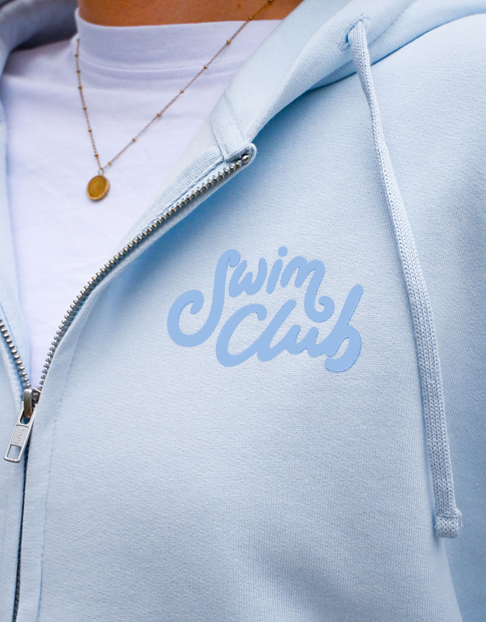 Swim Club Printed Boxy Organic Cotton Zip Hoodie