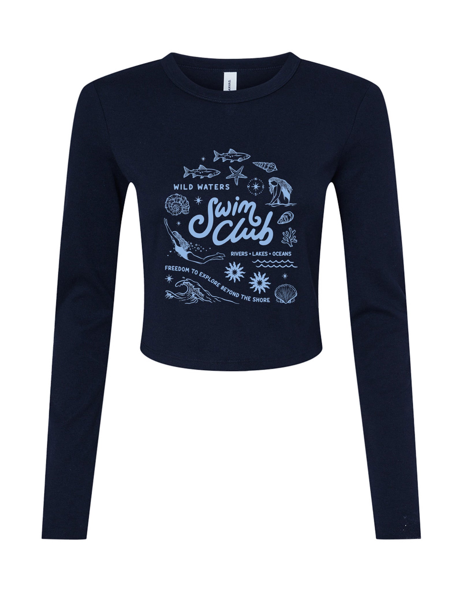 Swim Club Printed Micro Rib Long Sleeved Tee