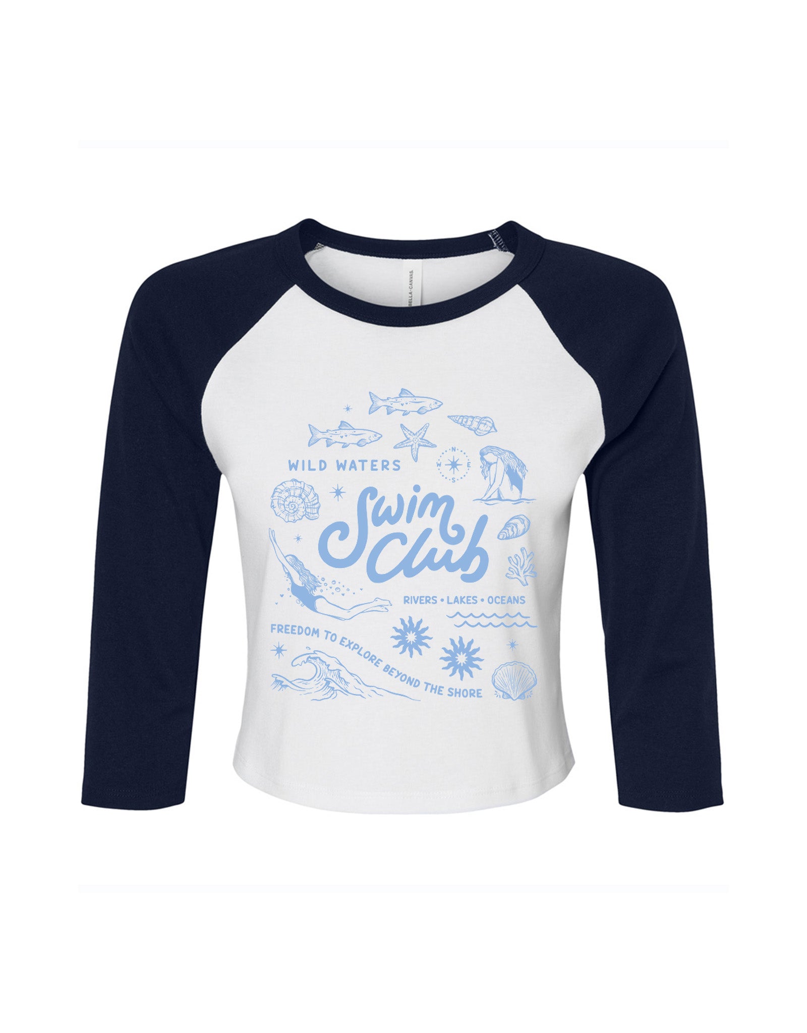 Swim Club Printed Micro Rib 3/4 Sleeve Tee