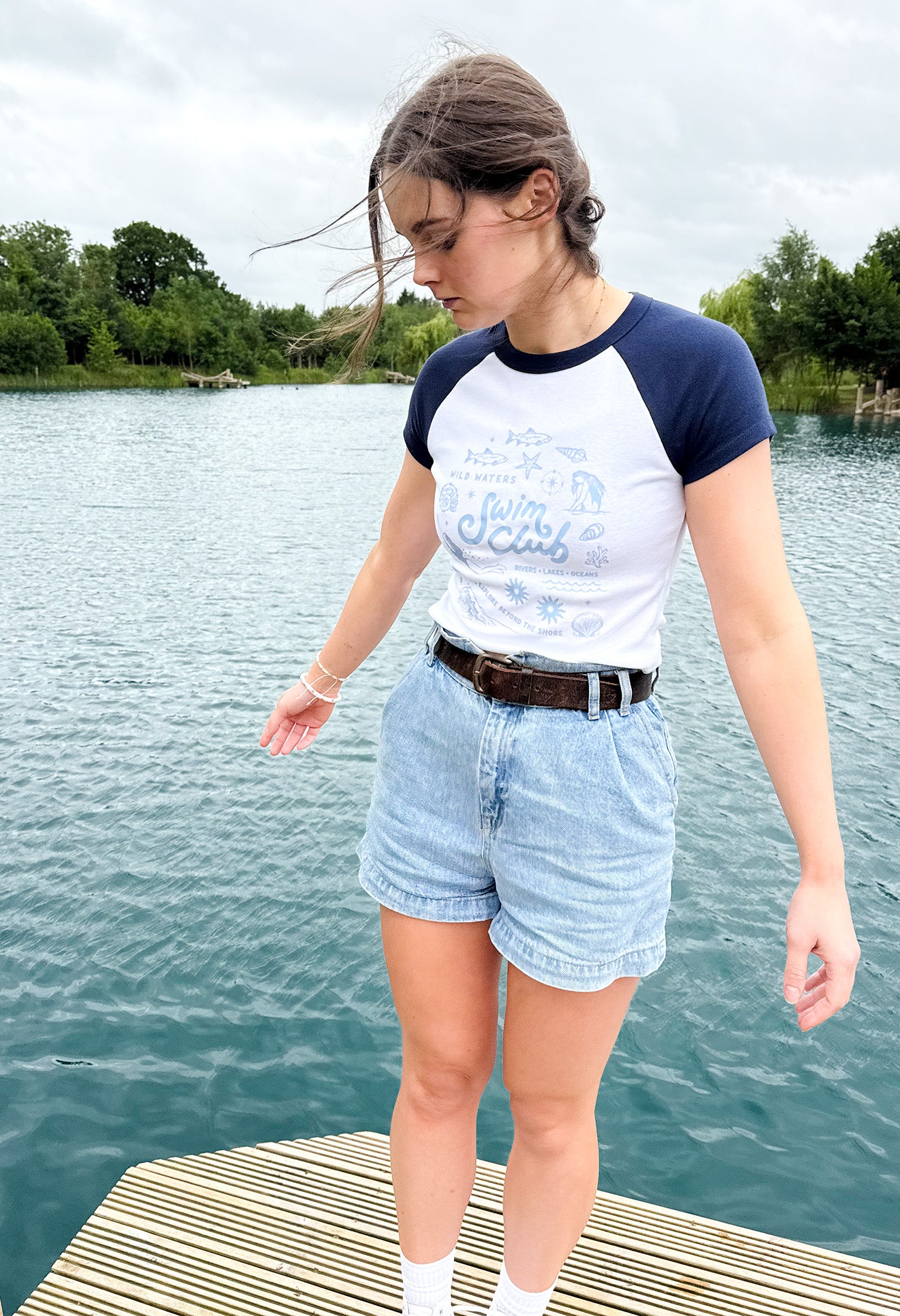 Swim Club Printed Micro Rib Raglan Baby Tee