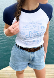 Swim Club Printed Micro Rib Raglan Baby Tee