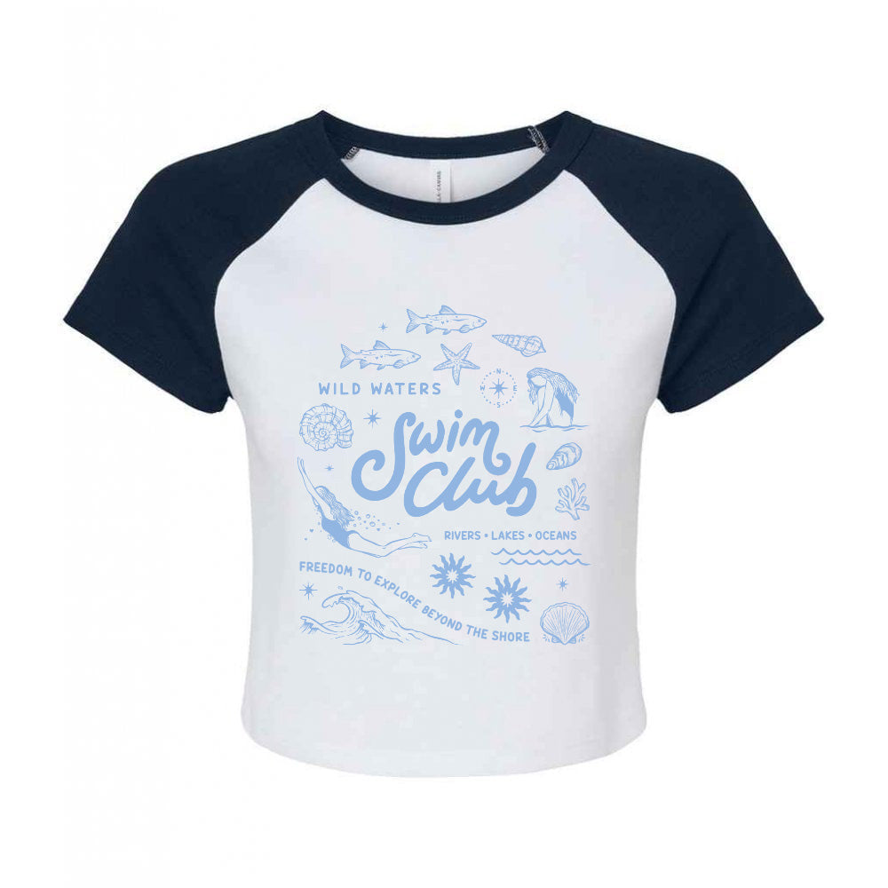 Swim Club Printed Micro Rib Raglan Baby Tee