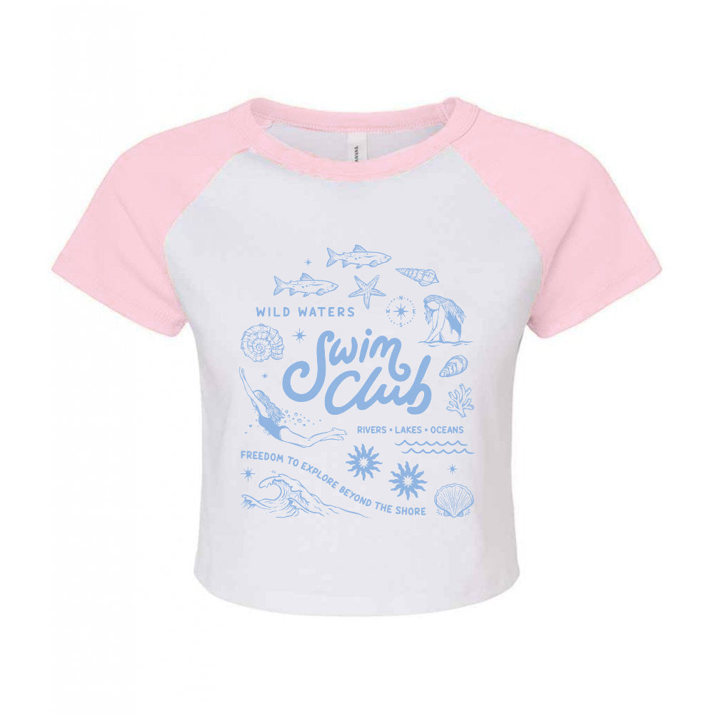 Swim Club Printed Micro Rib Raglan Baby Tee