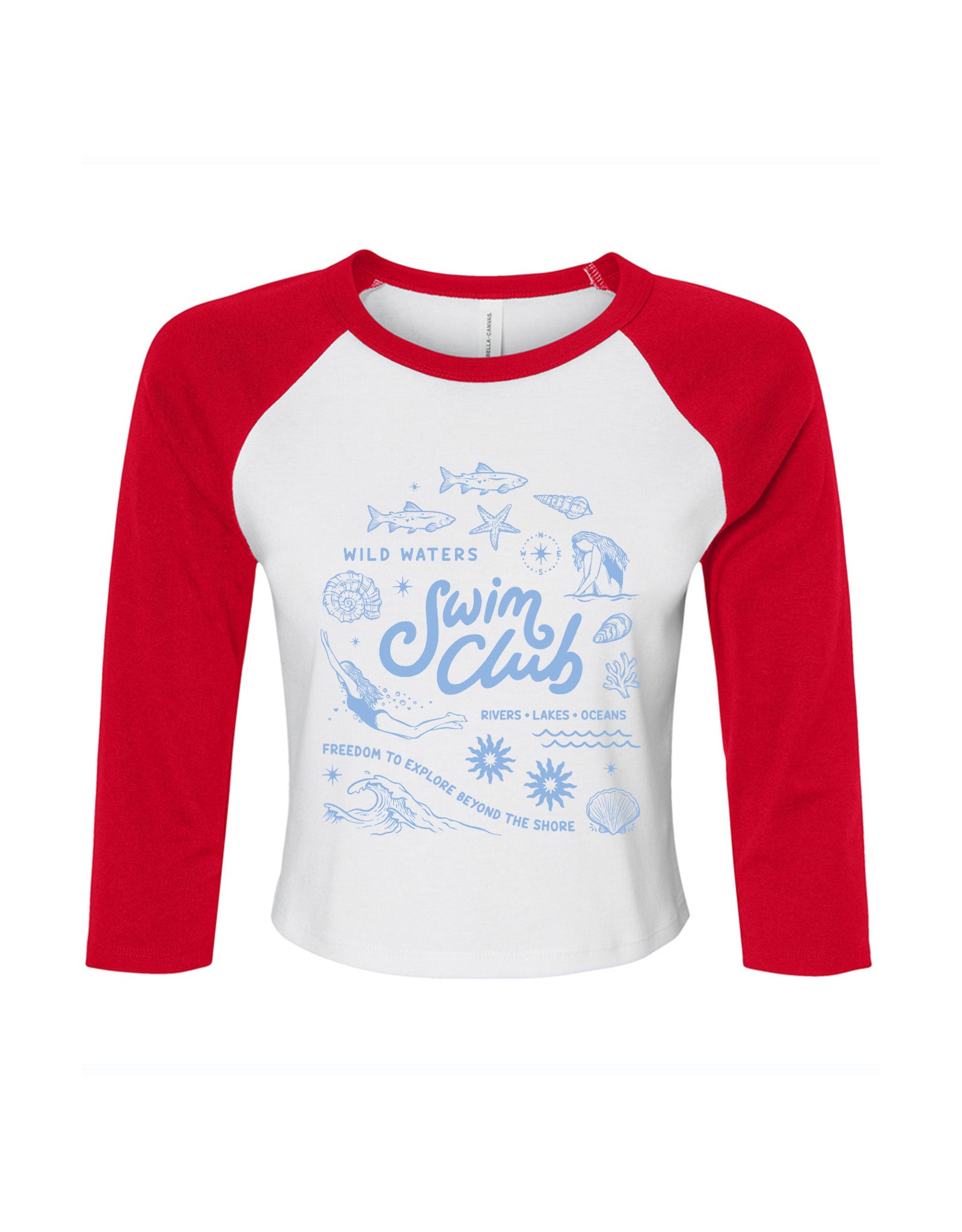 Swim Club Printed Micro Rib 3/4 Sleeve Tee