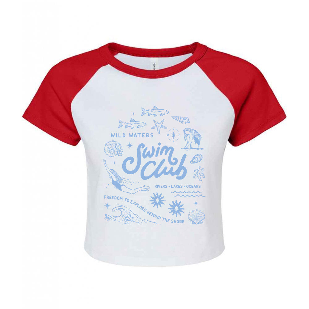 Swim Club Printed Micro Rib Raglan Baby Tee