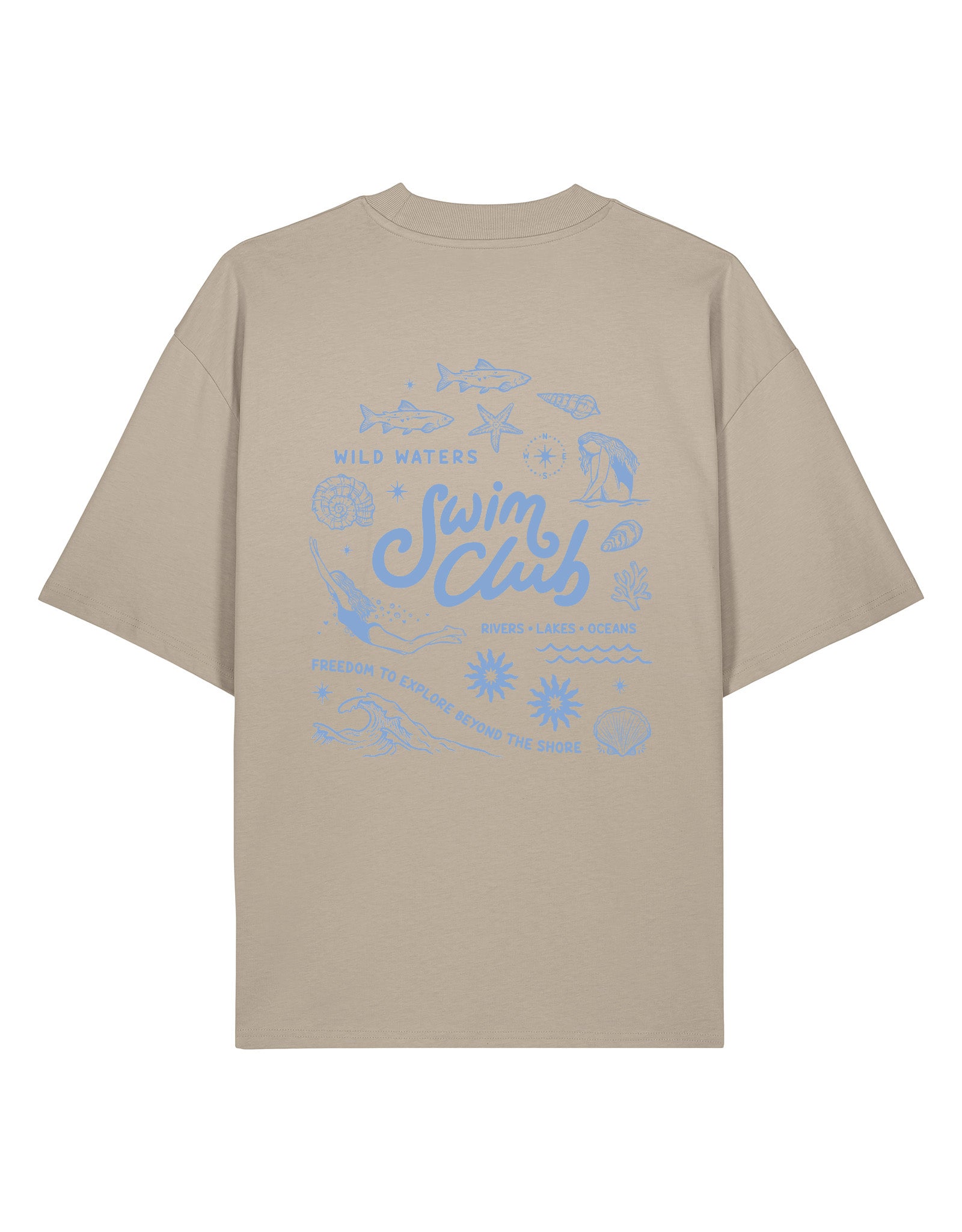 Swim Club Printed Oversized Organic Cotton T-Shirt