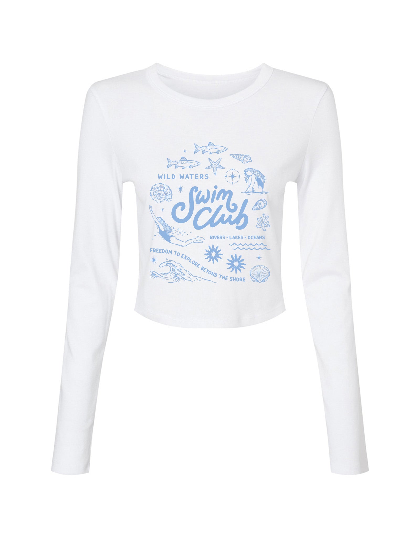 Swim Club Printed Micro Rib Long Sleeved Tee