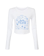 Swim Club Printed Micro Rib Long Sleeved Tee