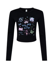 Thirty, Flirty & Thriving Printed Micro Rib Long Sleeved Tee