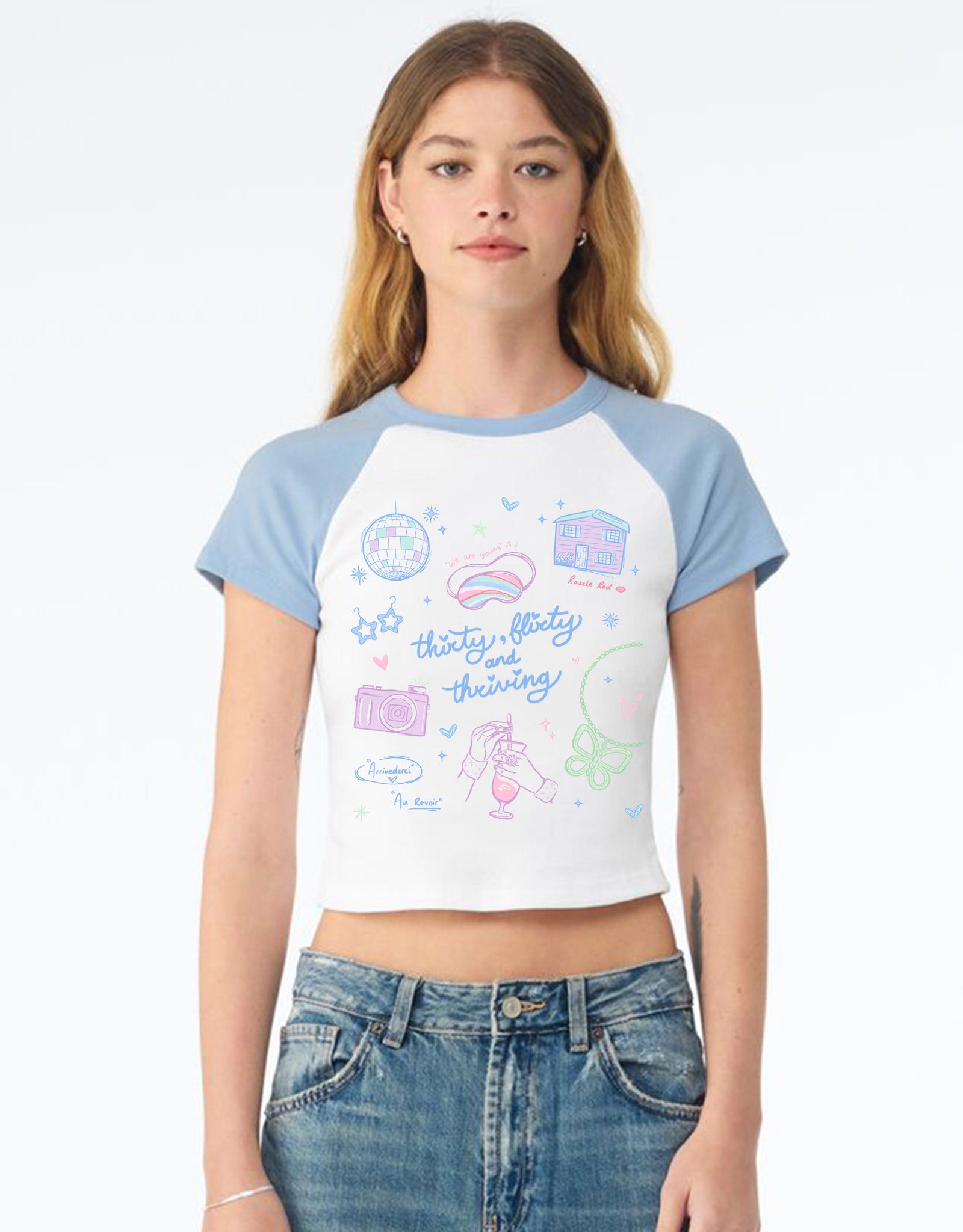 Thirty, Flirty & Thriving Printed Micro Rib Baby Tee