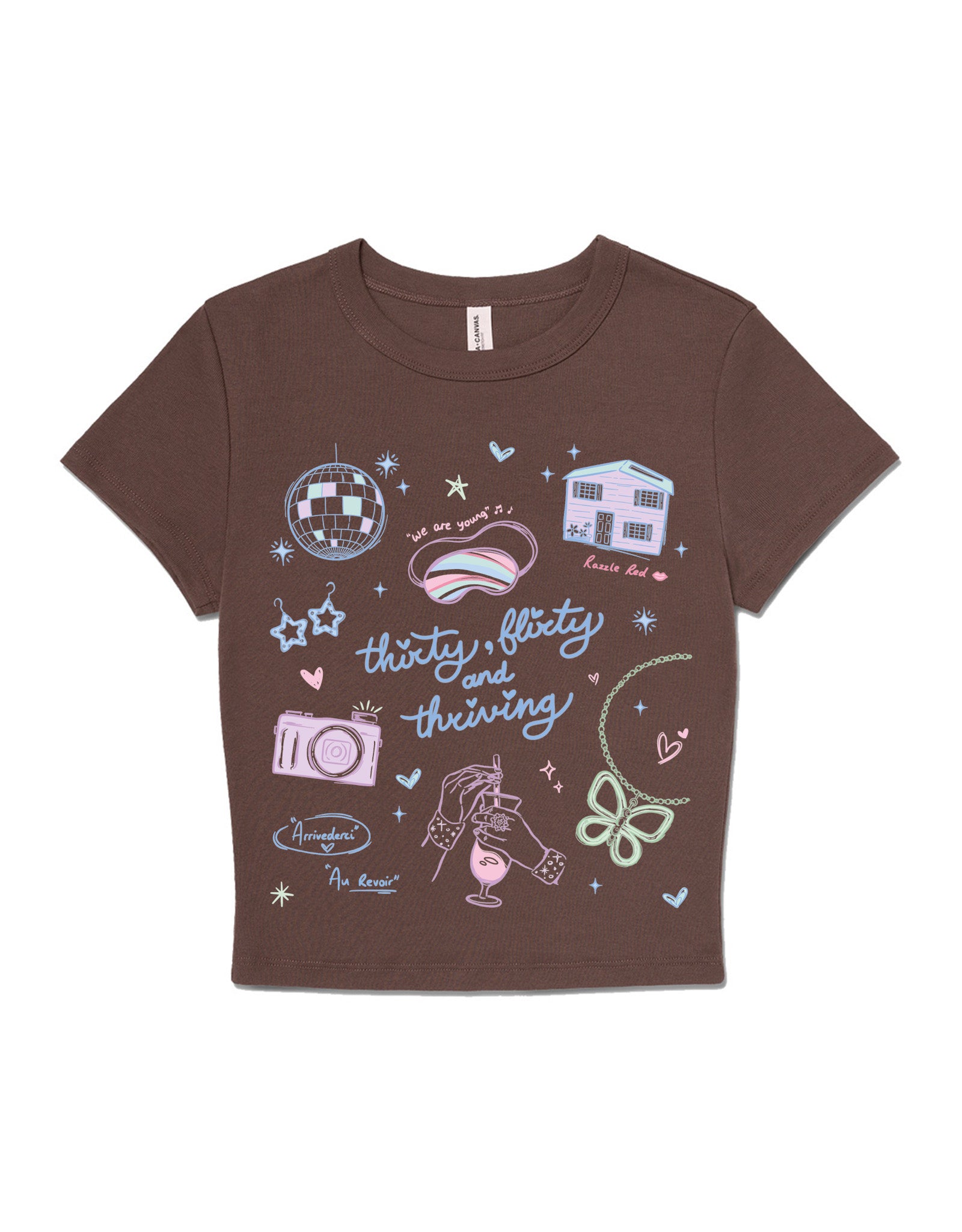 Thirty, Flirty & Thriving Printed Micro Rib Baby Tee