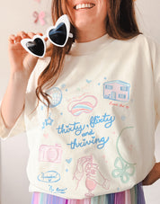 Thirty, Flirty & Thriving Printed Oversized Organic Cotton Tee