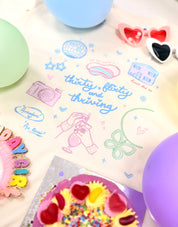 Thirty, Flirty & Thriving Printed Oversized Organic Cotton Tee