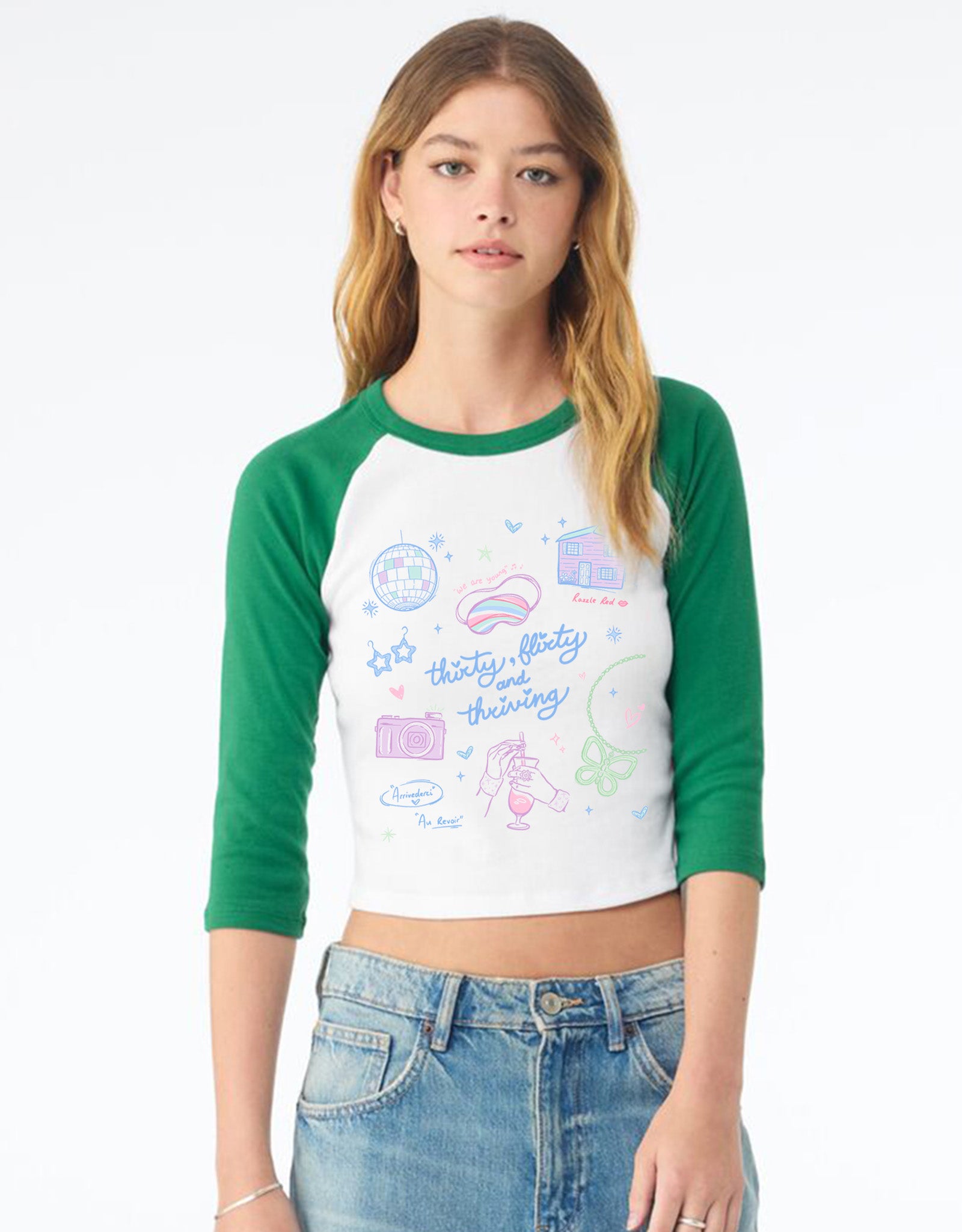 THIRTY_FLIRTY_THRIVINGGREENWHITE34SLEEVETEE.jpg