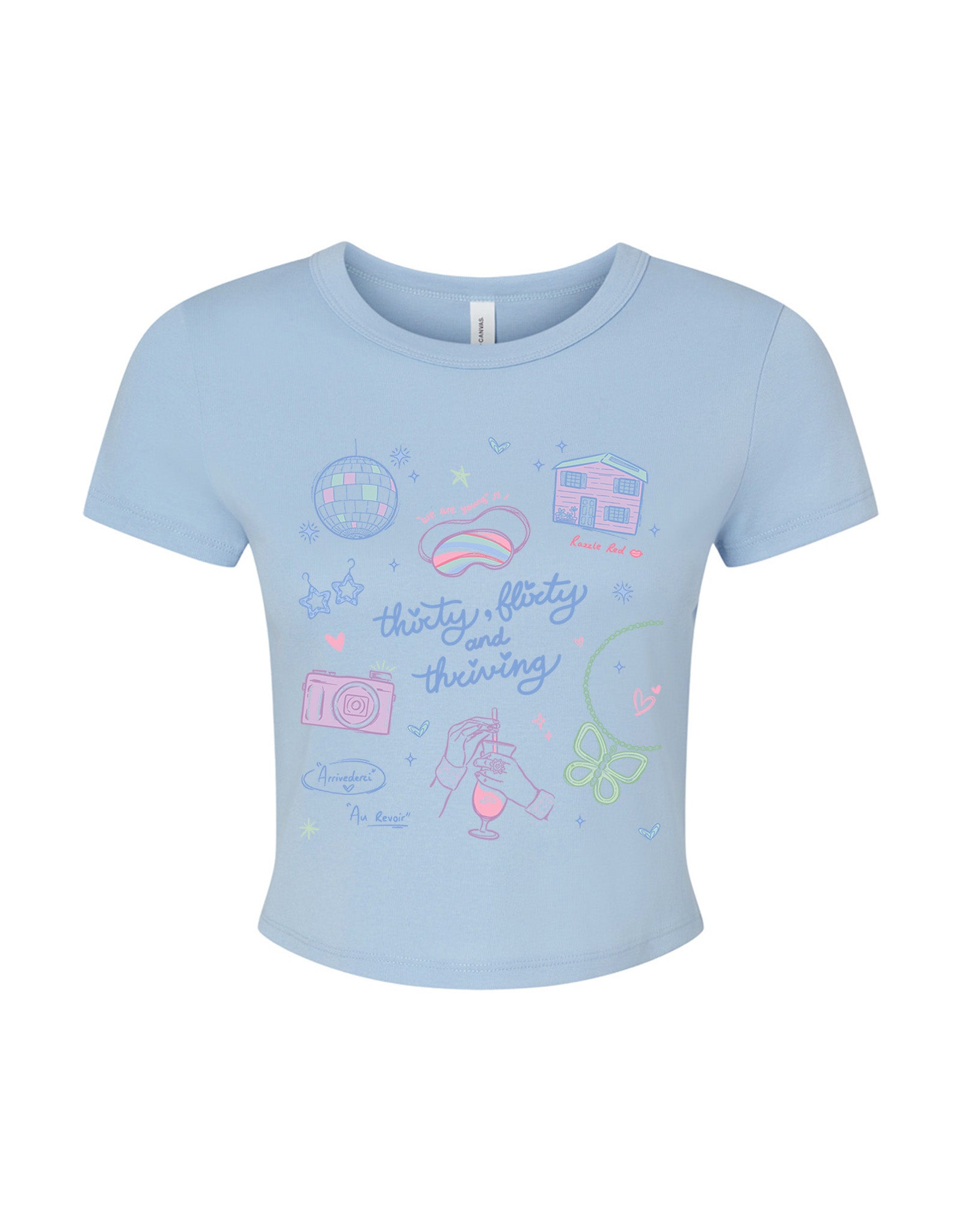 Thirty, Flirty & Thriving Printed Micro Rib Baby Tee