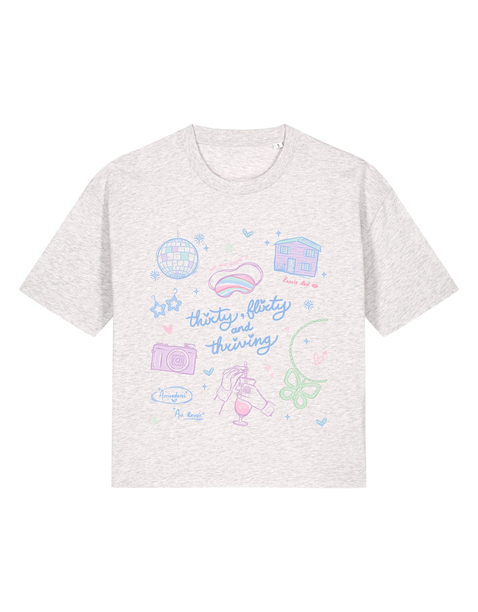 Thirty, Flirty & Thriving Printed Boxy Organic Cotton Tee