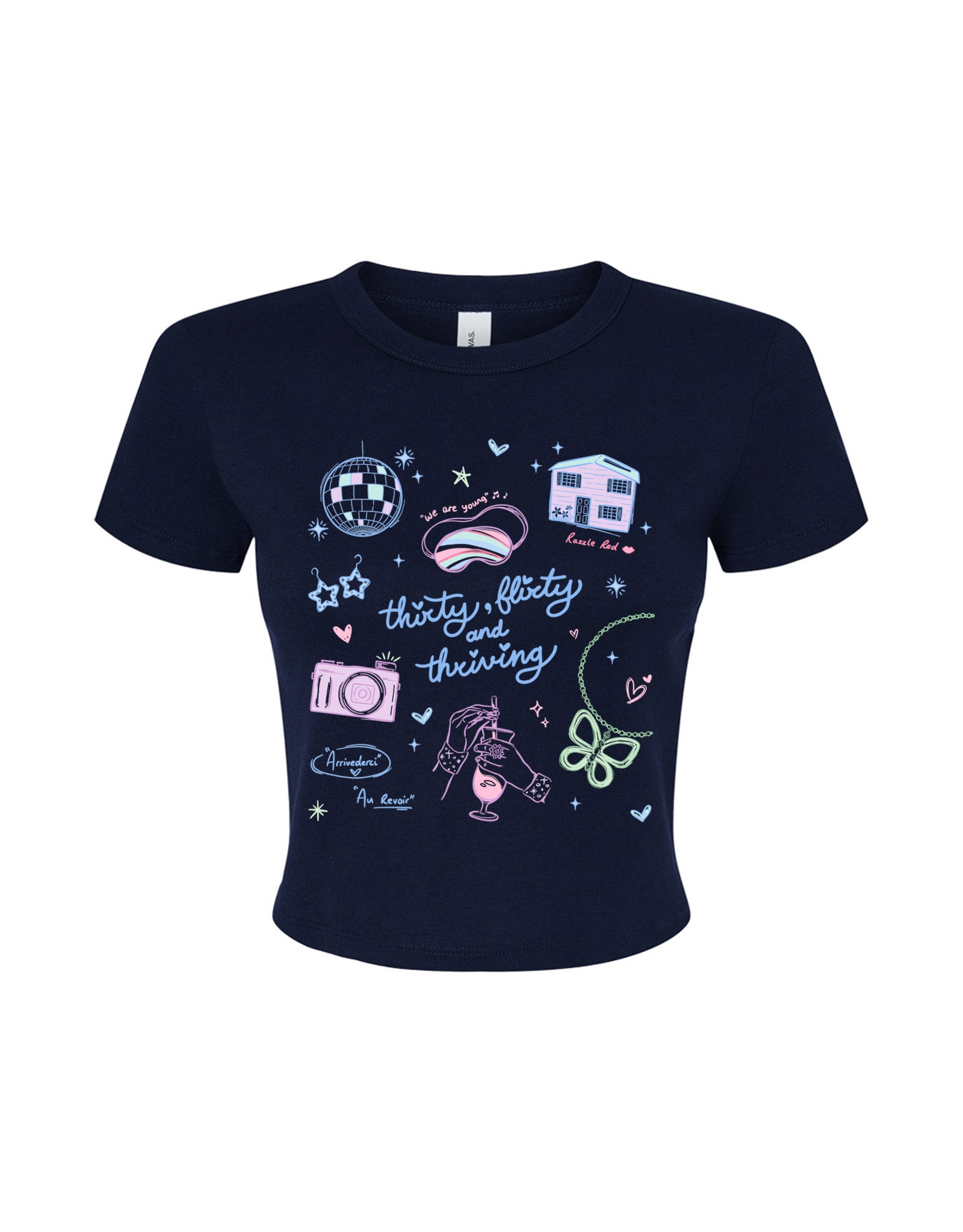 Thirty, Flirty & Thriving Printed Micro Rib Baby Tee