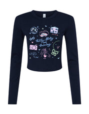 Thirty, Flirty & Thriving Printed Micro Rib Long Sleeved Tee