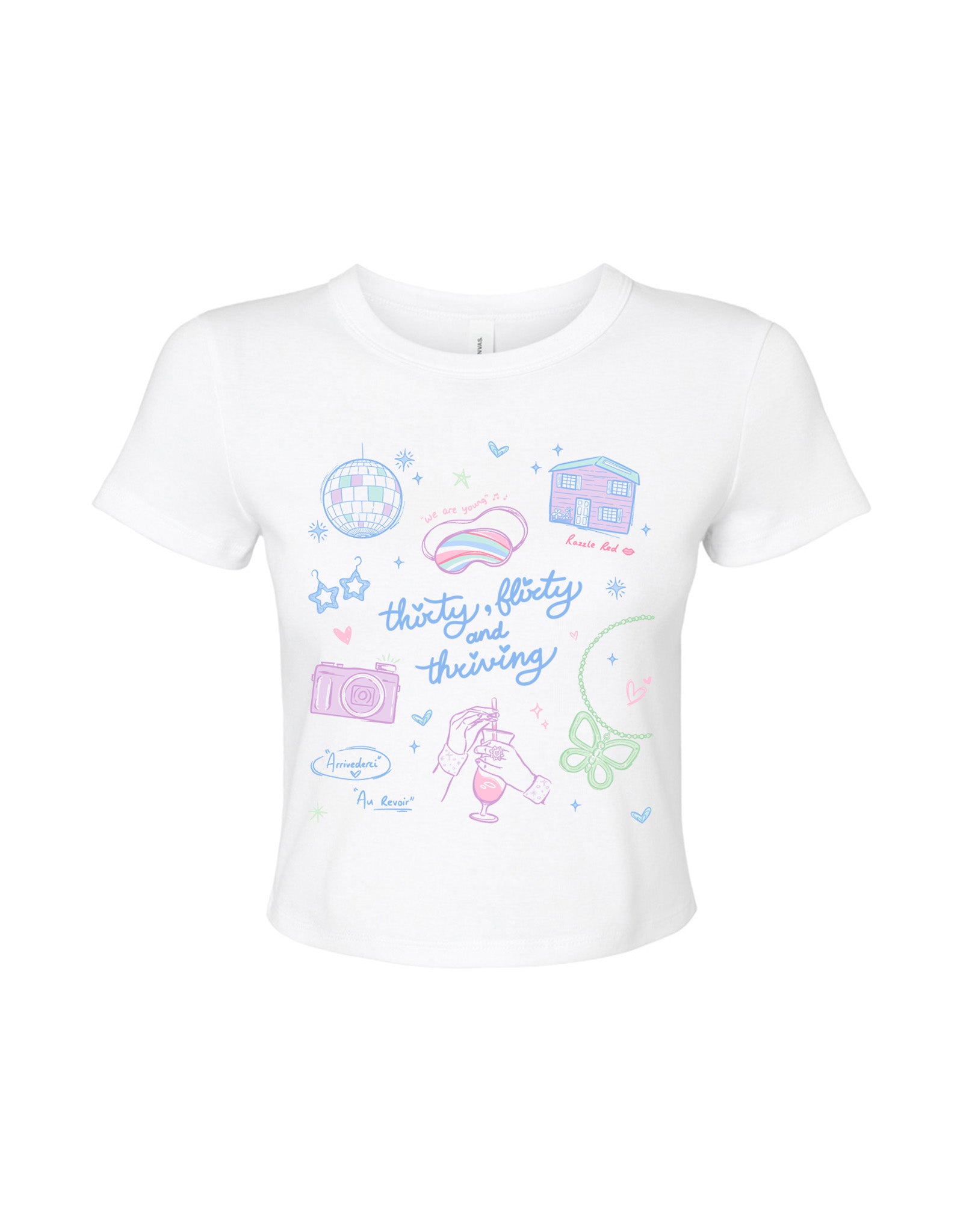 Thirty, Flirty & Thriving Printed Micro Rib Baby Tee