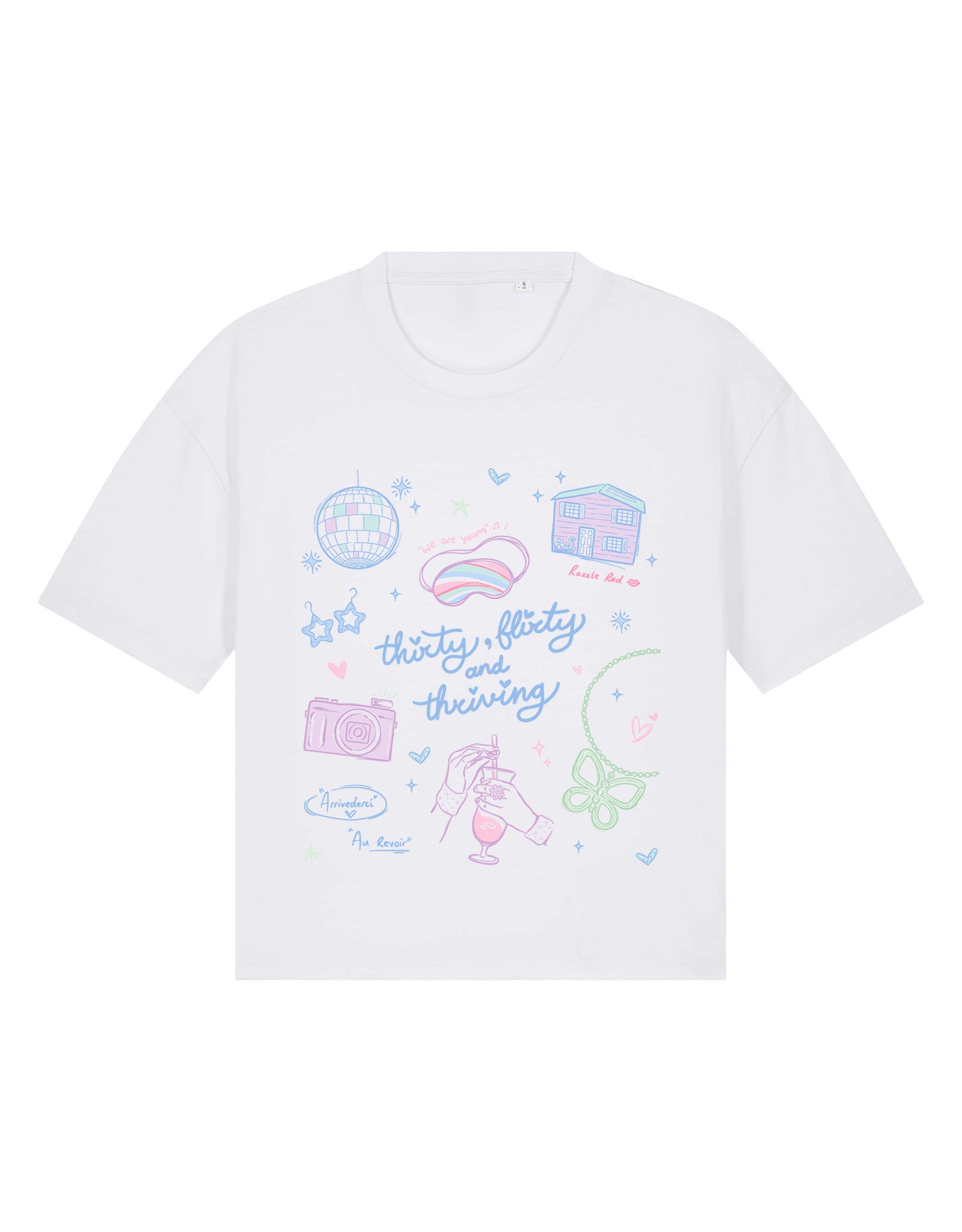 Thirty, Flirty & Thriving Printed Boxy Organic Cotton Tee