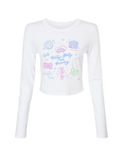 Thirty, Flirty & Thriving Printed Micro Rib Long Sleeved Tee