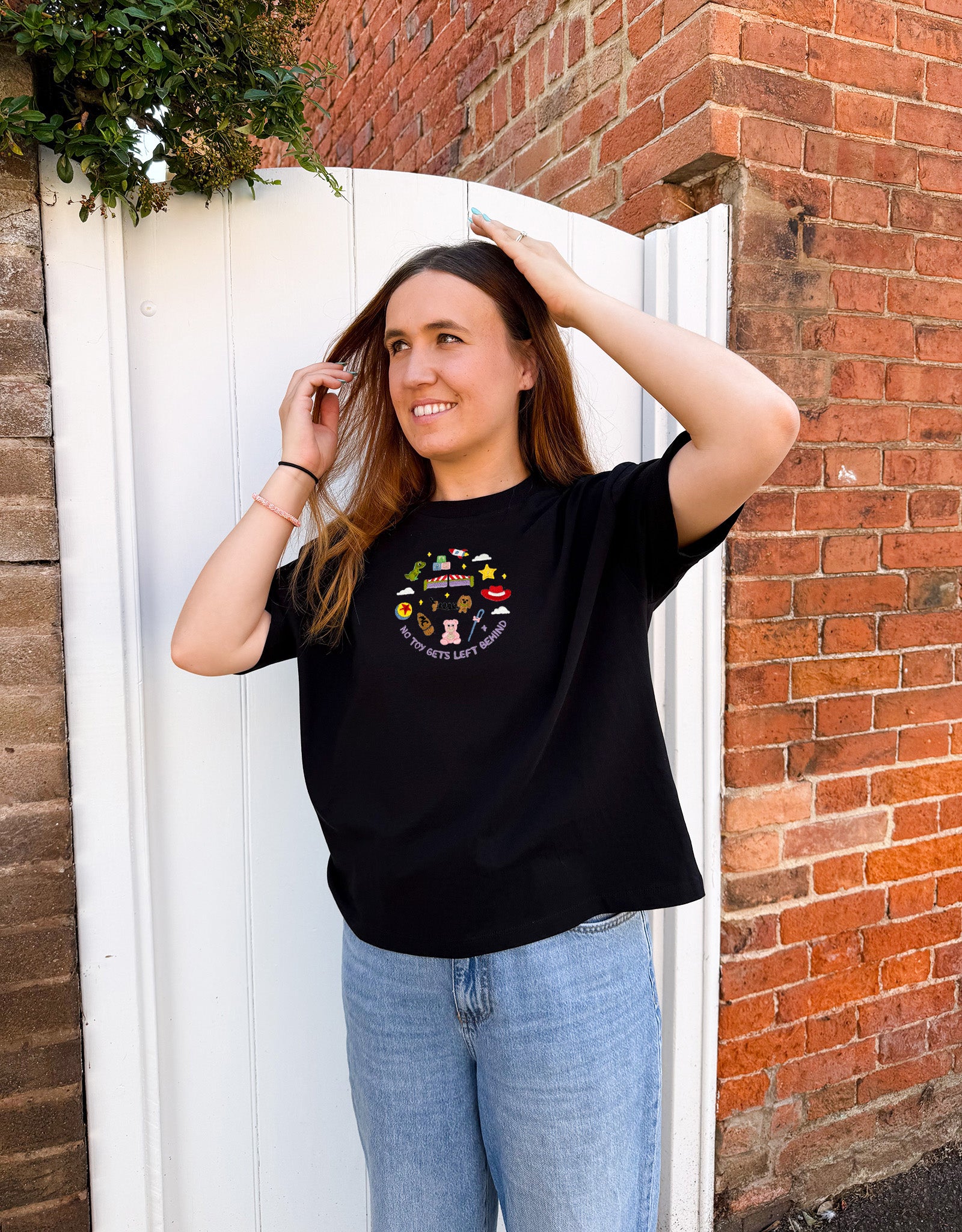No Toys Left Behind Embroidered Boxy Organic Cotton Tee