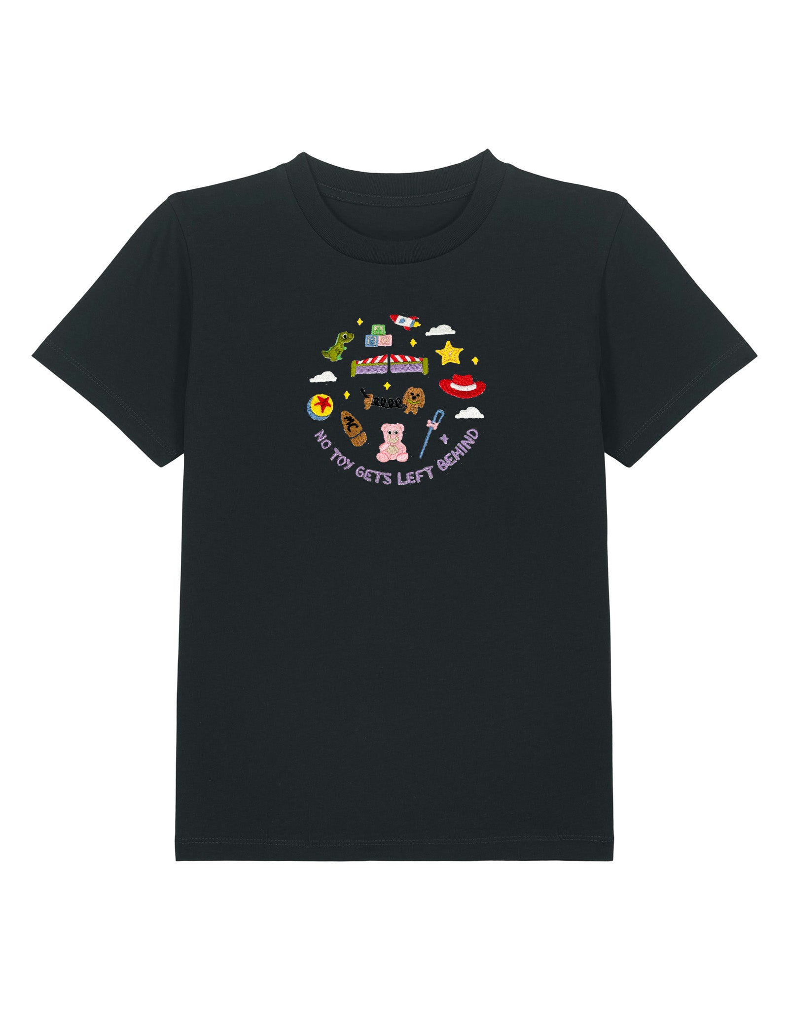 No Toys Left Behind Embroidered Organic Cotton Childrens T-Shirt
