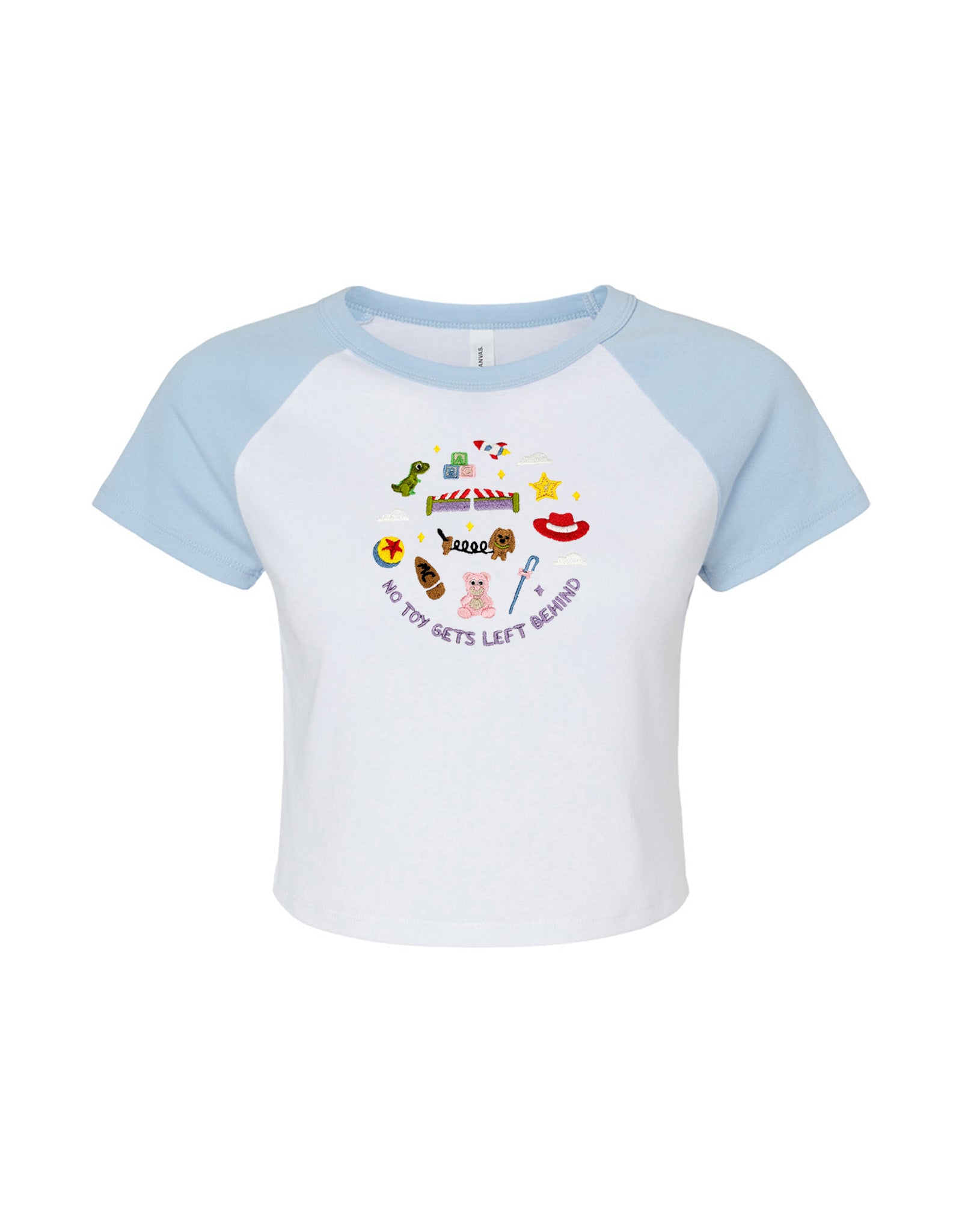 No Toys Left Behind Embroidered Micro Rib Raglan Baby Tee