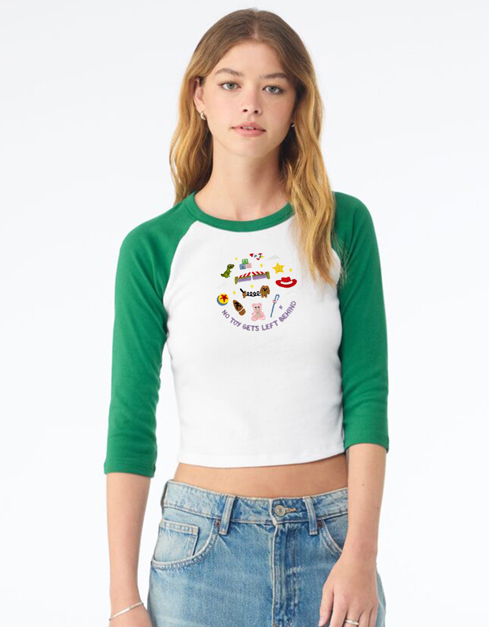 No Toys Left Behind Embroidered Micro Rib 3/4 Sleeve Tee