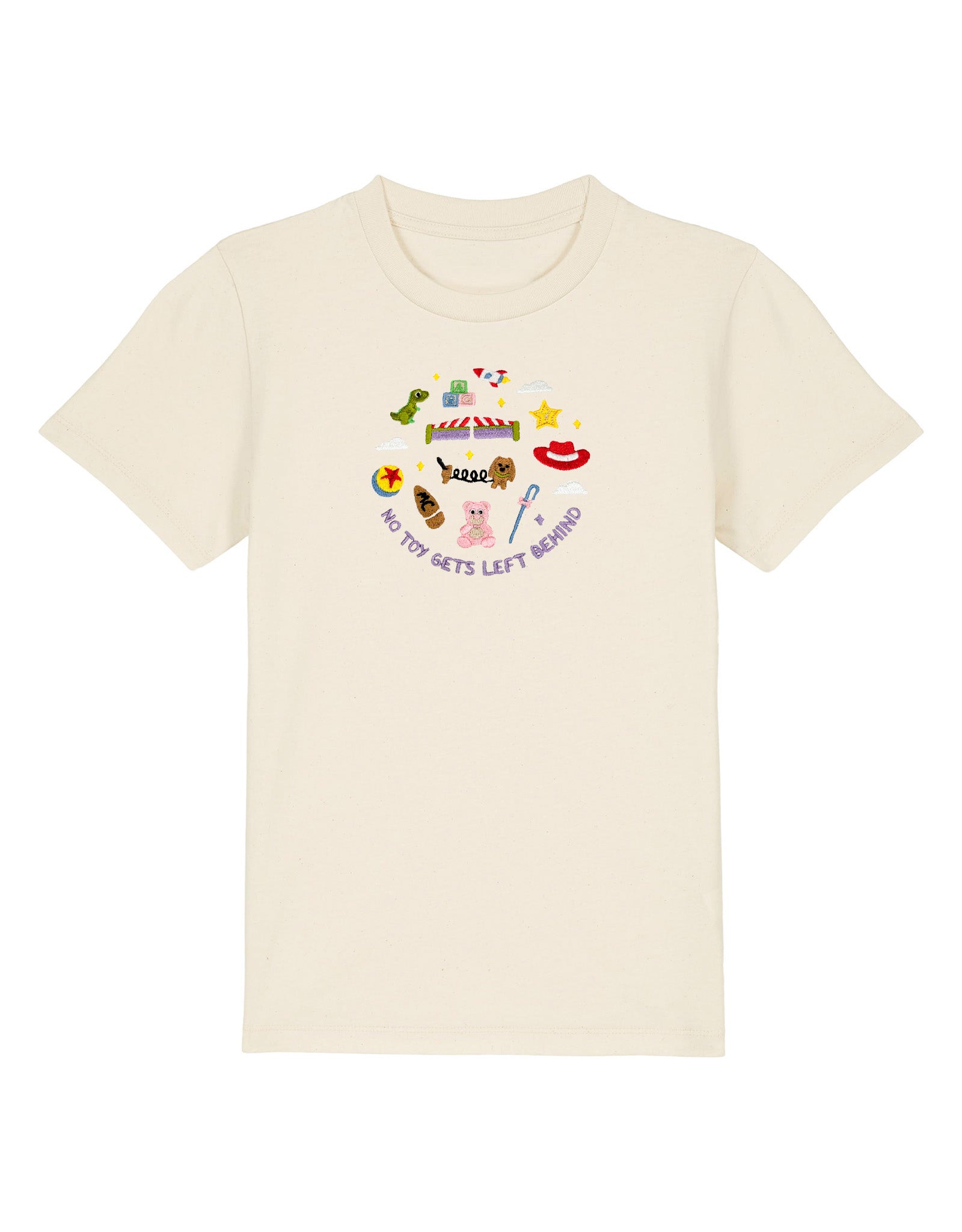 No Toys Left Behind Embroidered Organic Cotton Childrens T-Shirt