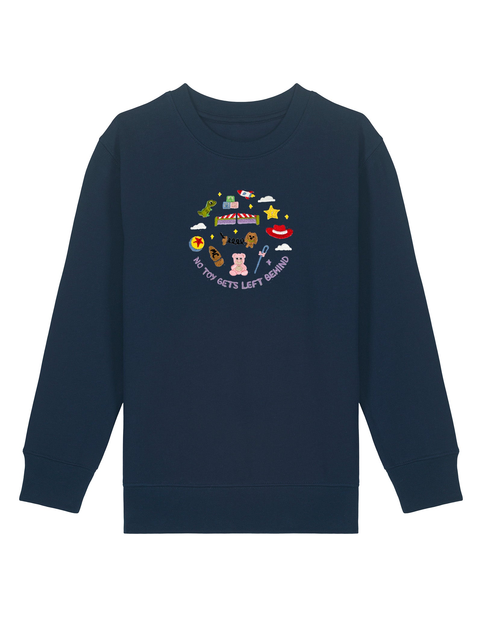 No Toys Left Behind Embroidered Organic Cotton Childrens Sweatshirt