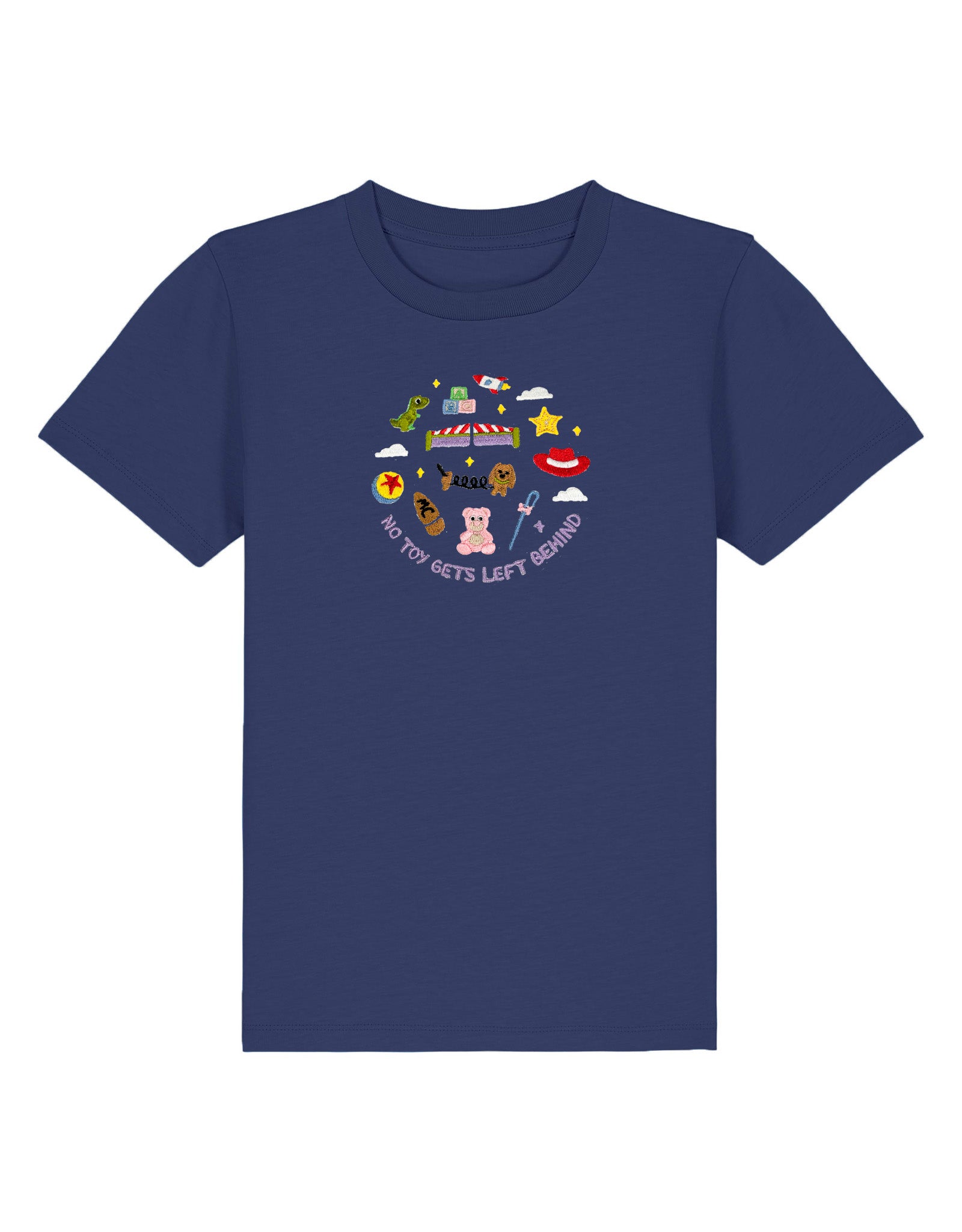 No Toys Left Behind Embroidered Organic Cotton Childrens T-Shirt