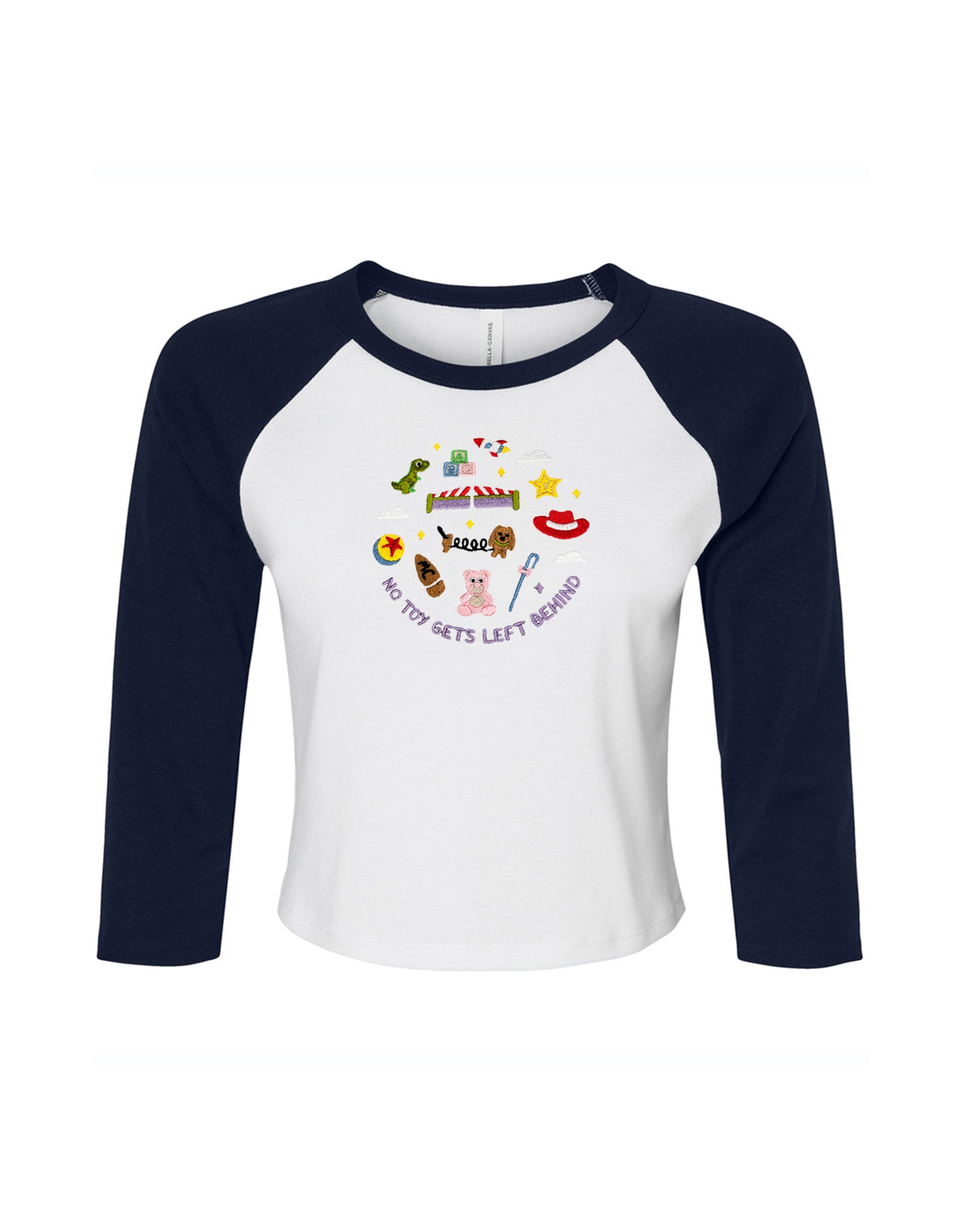No Toys Left Behind Embroidered Micro Rib 3/4 Sleeve Tee