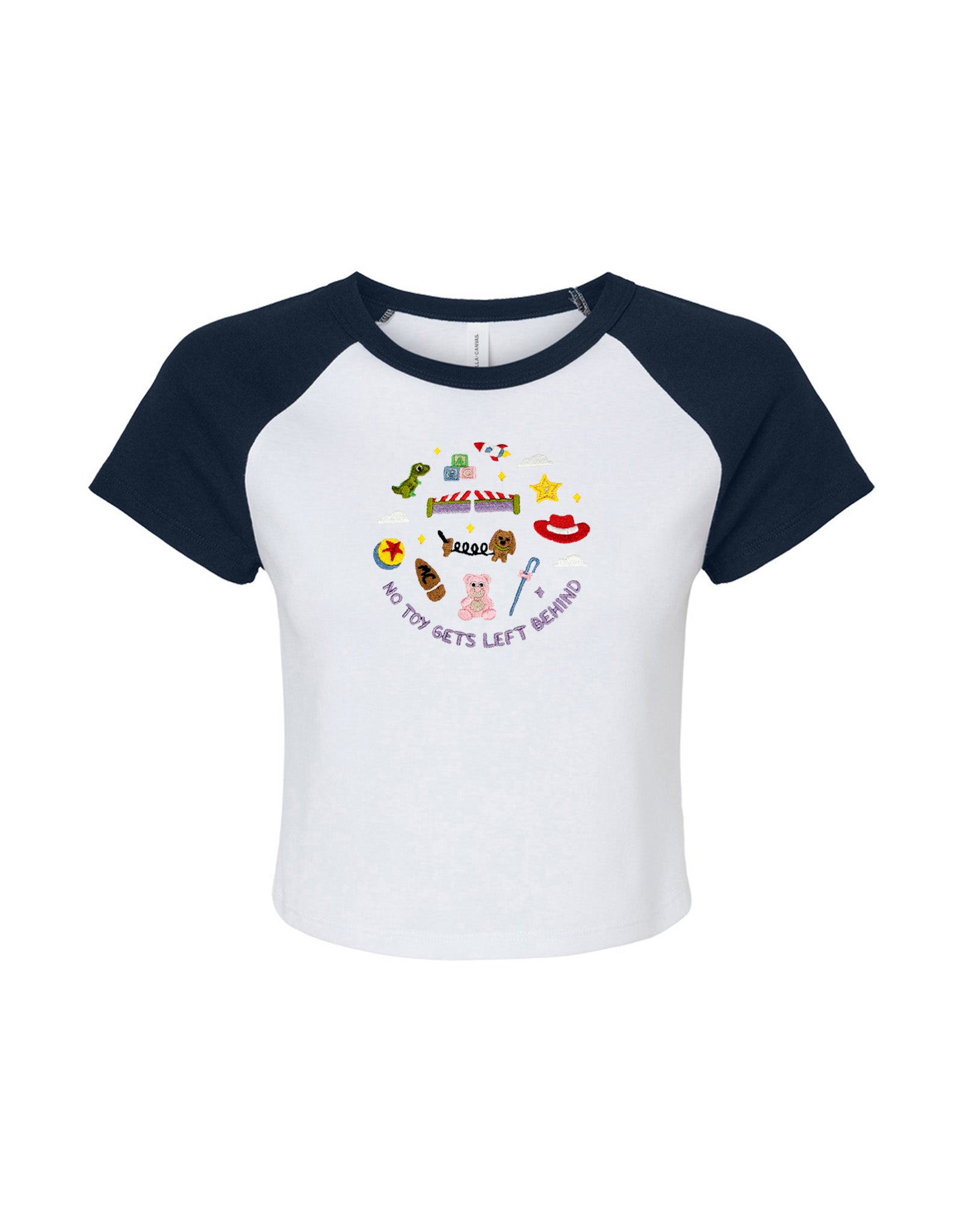 No Toys Left Behind Embroidered Micro Rib Raglan Baby Tee
