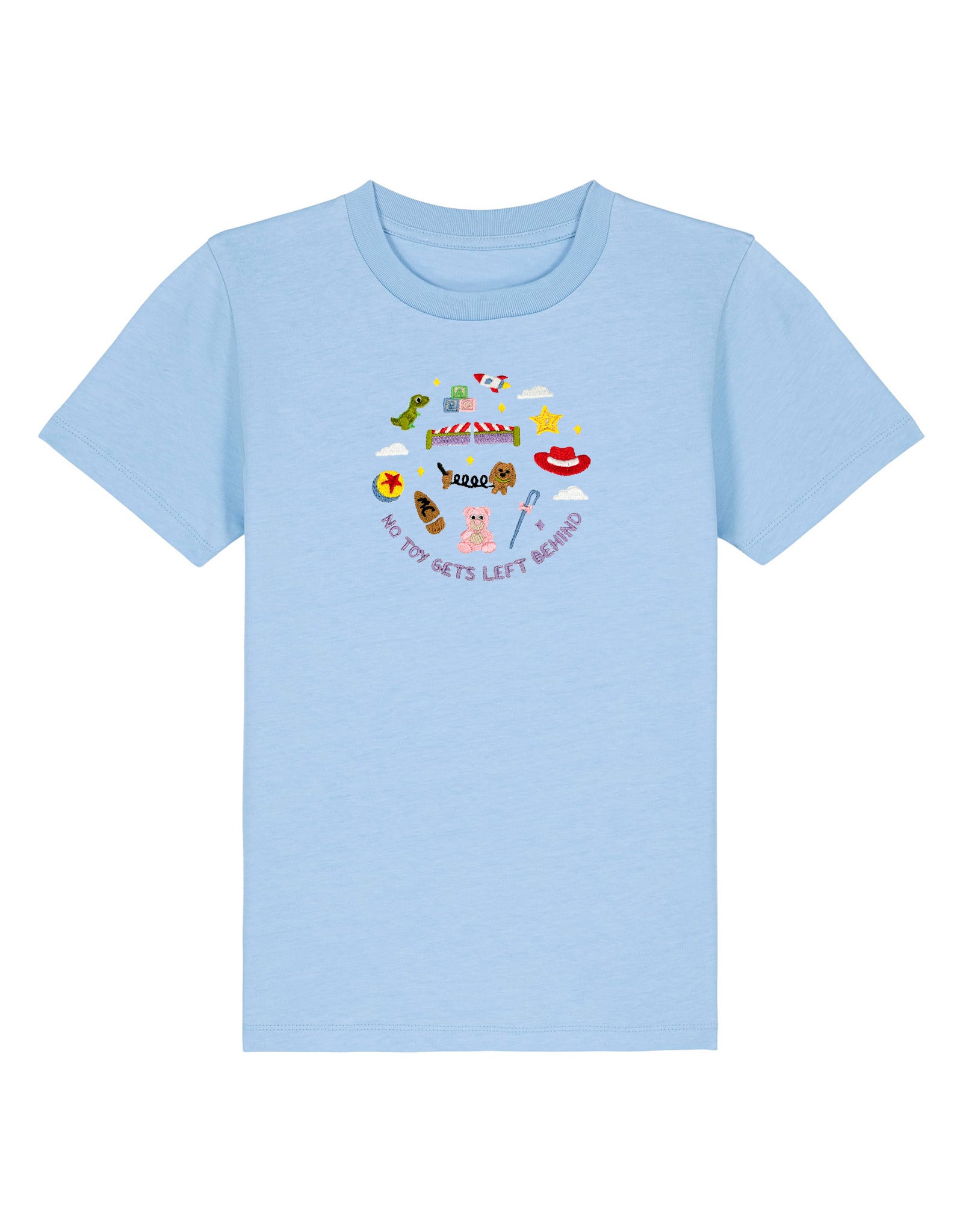 No Toys Left Behind Embroidered Organic Cotton Childrens T-Shirt