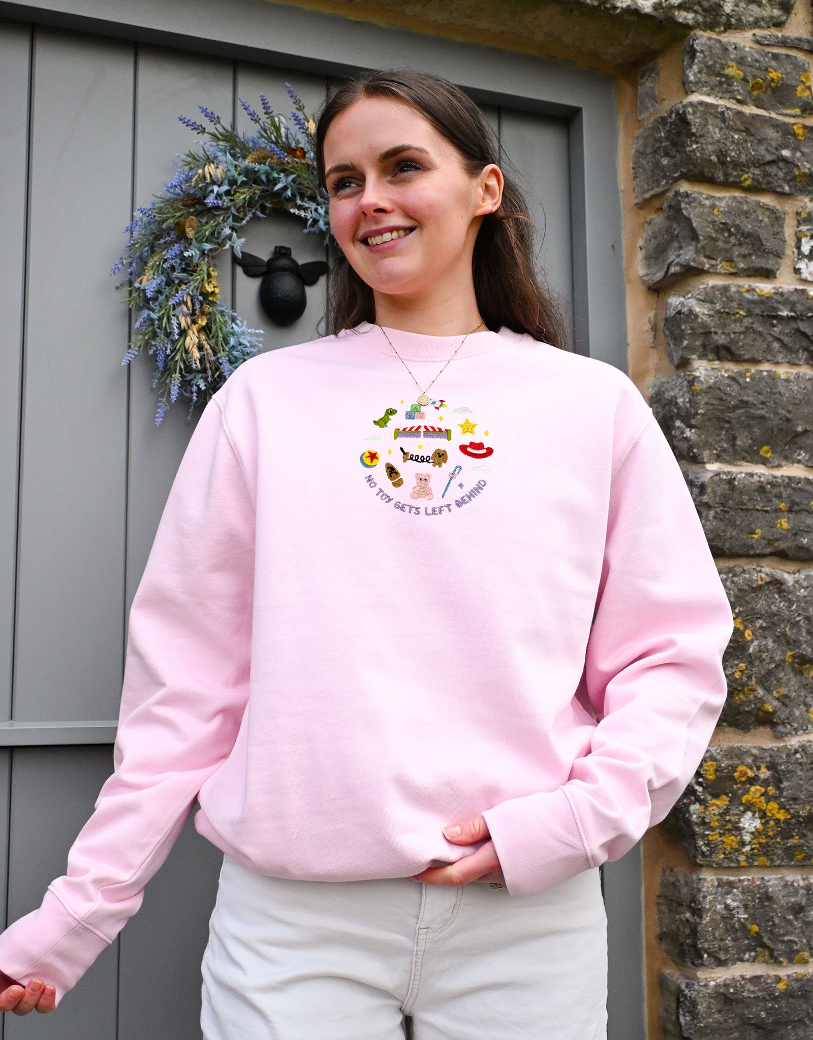 No Toys Left Behind Embroidered Organic Cotton Sweatshirt