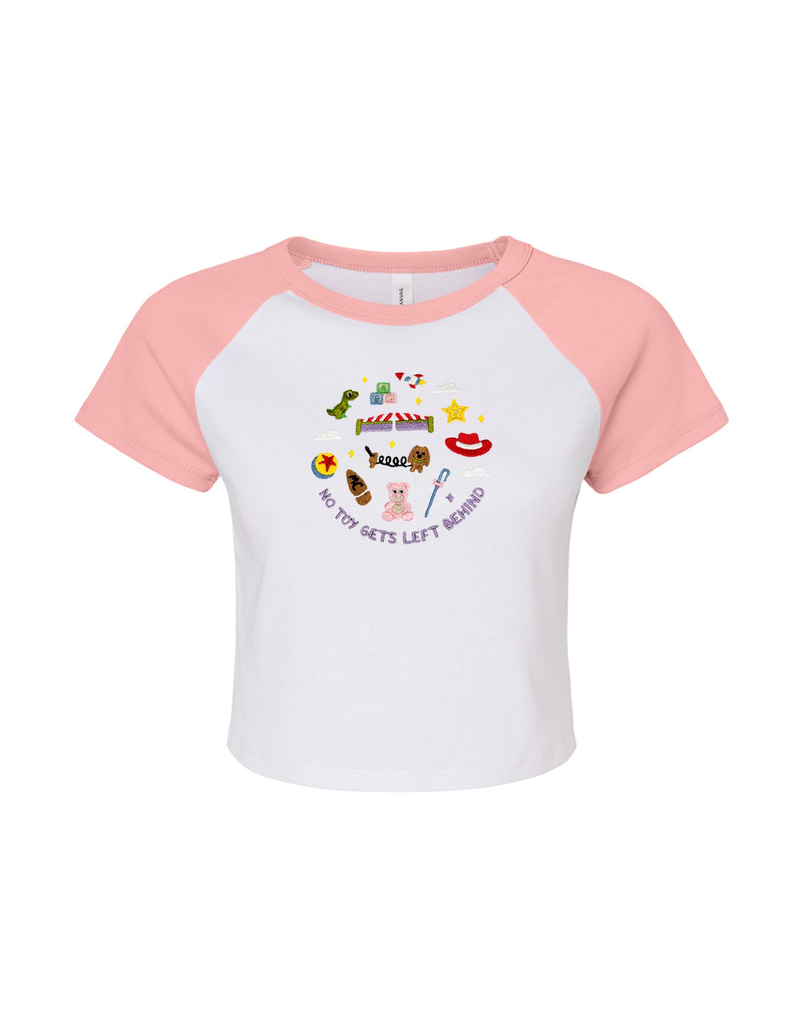No Toys Left Behind Embroidered Micro Rib Raglan Baby Tee