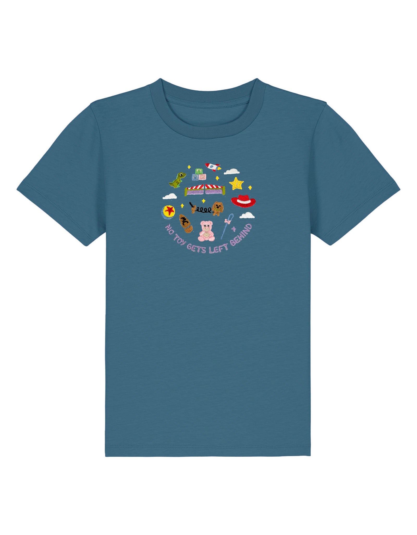 No Toys Left Behind Embroidered Organic Cotton Childrens T-Shirt
