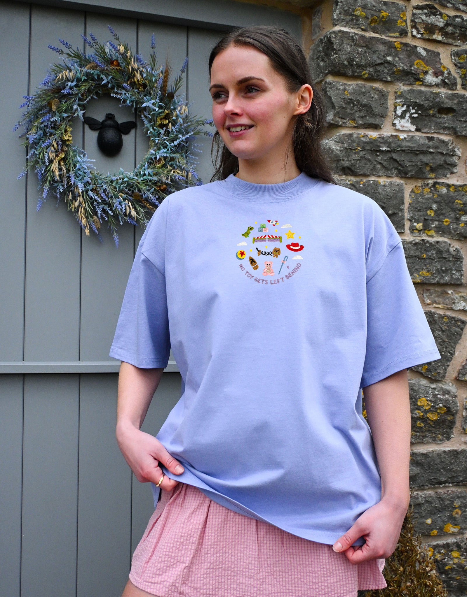 No Toys Left Behind Embroidered Oversized Organic Cotton Tee