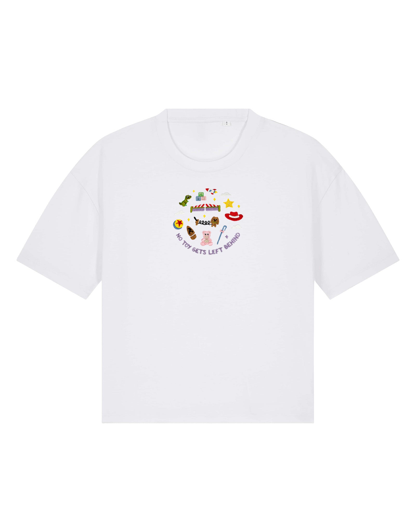 No Toys Left Behind Embroidered Boxy Organic Cotton Tee