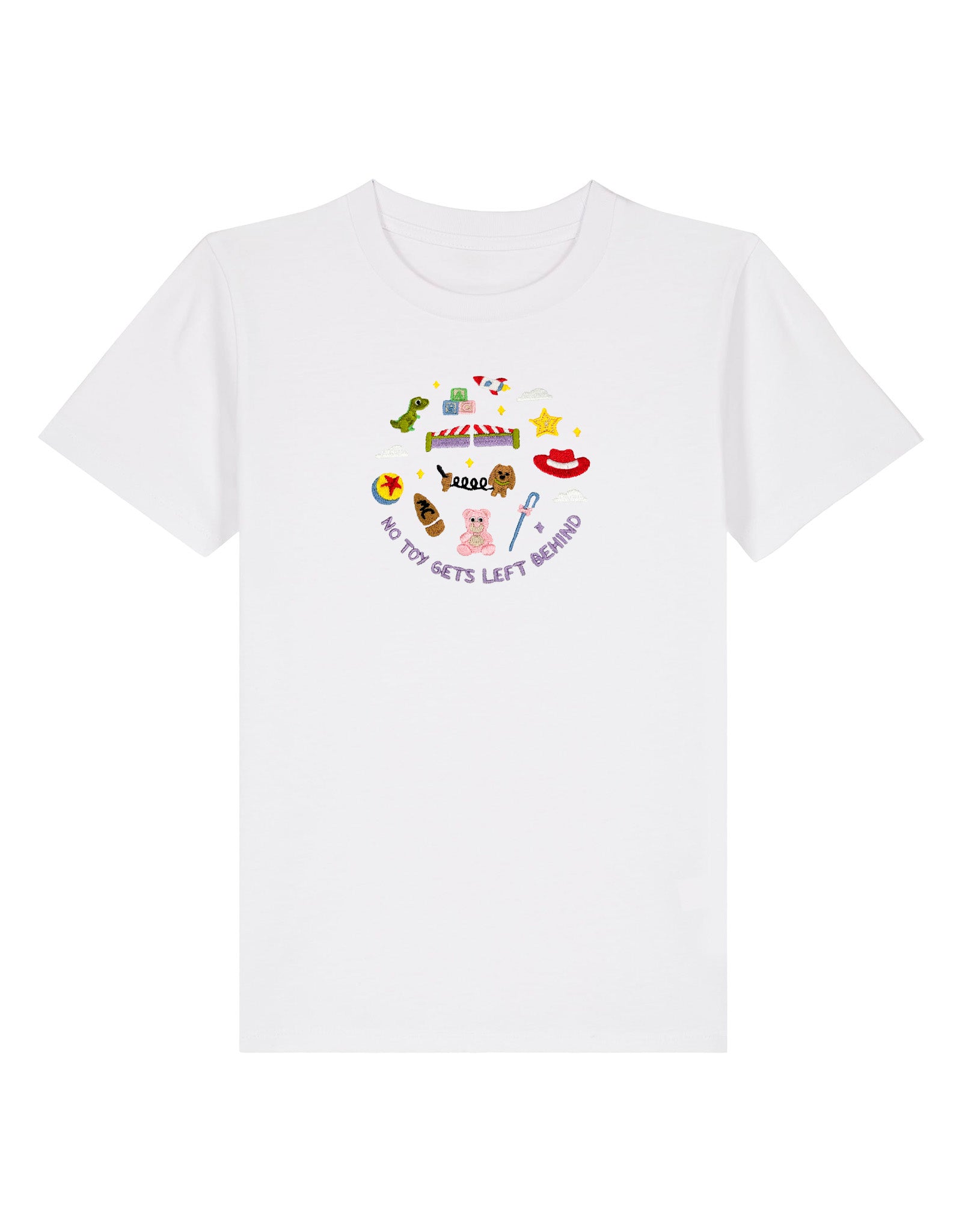 No Toys Left Behind Embroidered Organic Cotton Childrens T-Shirt