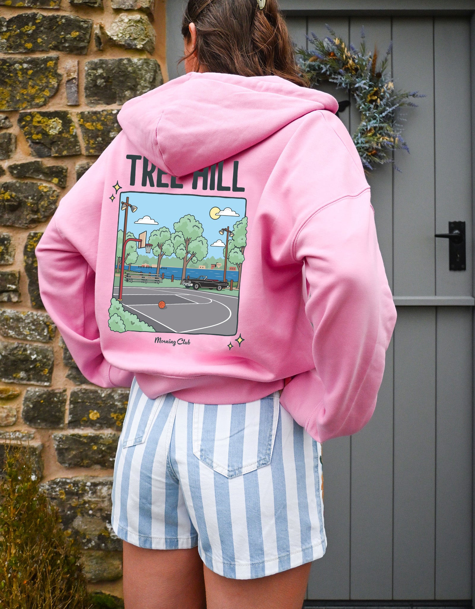 Tree Hill Printed Boxy Organic Cotton Zip Hoodie